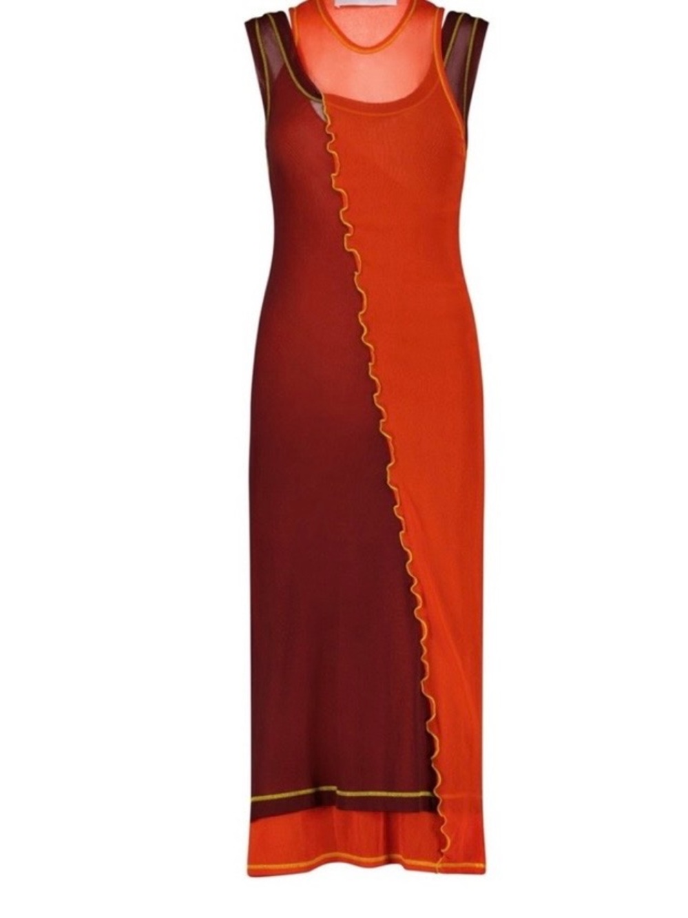 Marina Moscone Maroon and Red-Orange Layers XS/S $550